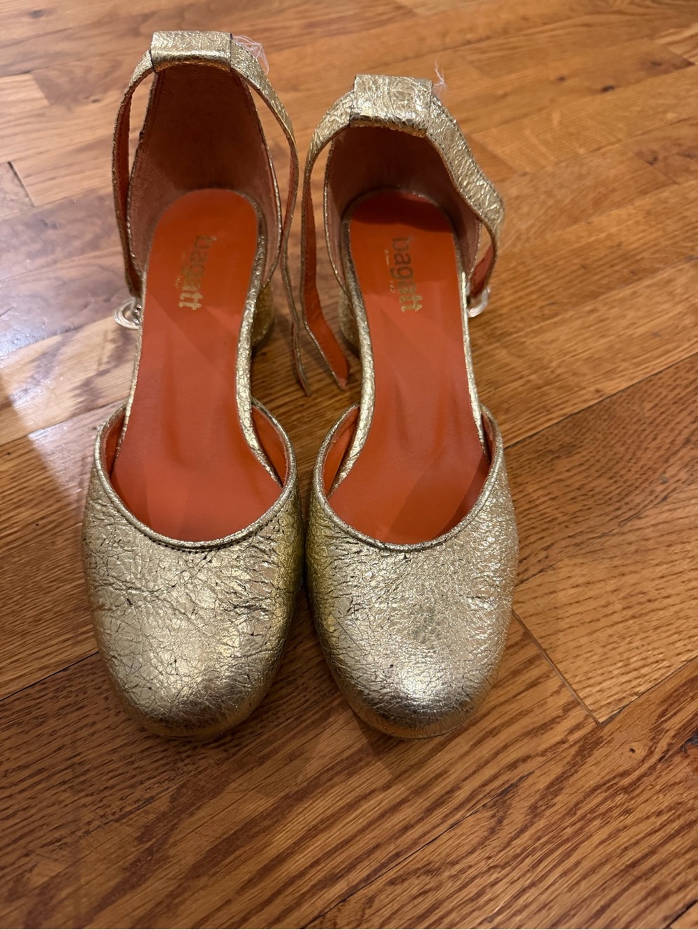 Metallic Gold Ankle-Strap Heels by Unbranded